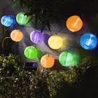 Kép 1/5 - Napelemes lampion fényfüzér (10 db színes lampion, hidegfehér LED, 3,7 m)