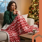 Kép 6/6 - RUHHY Kétszínű Karácsonyi Pléd – 130×170 cm, Puha és Meleg Takaró