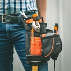 Kép 1/4 - Poliészter szerszámtároló övtáska - 4+6 zseb, kalapács és mérőszalag tartóval