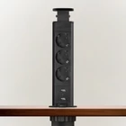 Kép 1/6 - Rejtett elosztó, 3-as + 2 x USB - matt fekete