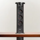 Kép 1/5 - Motoros rejtett elosztó - fekete, 3 x 250 V + USB-A, Type-C