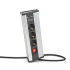 Kép 1/4 - Sarokelosztó - kapcsolós - 3 x 250V, 16A - 2 x USB, 2,1A - alumínium ház