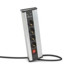 Kép 1/4 - Sarokelosztó - kapcsolós - 4 x 250V, 16A - 2 x USB, 2,1A - alumínium ház
