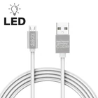 Kép 1/4 - Adatkábel - MicroUSB, LED fénnyel, fehér - 1 m