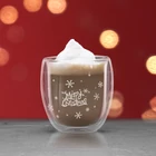 Kép 1/2 - Karácsonyi duplafalú üveg pohár - 300 ml