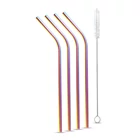 Kép 1/3 - Rozsdamentes acél szívószál szett - titán szivárványos - 215 x 6 mm - 5 részes