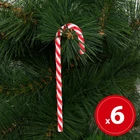 Kép 1/2 - Karácsonyi dekor cukorbot - 15,2 cm - piros / fehér - 6 db / csomag