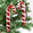 Kép 1/3 - Karácsonyfadísz szett - piros / fehér cukorbot - 13 cm - 6 db / szett