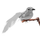 Kép 2/2 - Karácsonyi dísz - csipeszes - glitteres madár - ezüst - 2 db / csomag