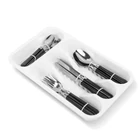 Kép 2/3 - Evőeszköz készlet tartóval - fekete - 16 részes - 32,7 x 19,5 x 4,7 cm