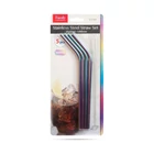 Kép 3/3 - Rozsdamentes acél szívószál szett - titán szivárványos - 215 x 6 mm - 5 részes