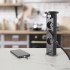 Kép 5/5 - Motoros rejtett elosztó - fekete, 3 x 250 V + USB-A, Type-C