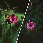 Kép 1/5 - Szolár lámpa - katicabogár - leszúrható / csipeszes - piros - 15 x 7 x 16 cm - 6 LED