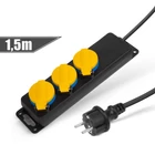 Kép 1/2 - Kültéri elosztó fedéllel - 1,5 m - 3 x 230V - 3 x 1,5 mm2, gumi - IP44