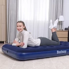 Kép 1/6 - Felfújható matrac - egyszemélyes, velúr - kék - 188 x 99 x 22 cm