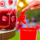 Kép 2/5 - Italadagoló csappal, műanyag pohárszettel - 3,8 l - epres