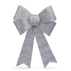 Kép 2/2 - LED-es masni dekoráció - fényes - ezüst - 11 színes LED - 40 x 30 cm