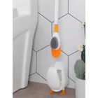 Kép 2/3 - Kacsa alakú WC kefe tartóval - narancssárga / fehér