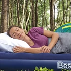 Kép 3/6 - Felfújható matrac - egyszemélyes, velúr - kék - 185 x 76 x 22 cm