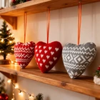 Kép 4/5 - Mini textil dekoráció párna (szív, akasztóval, 12 x 5 x 11 cm, 1 darab)