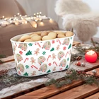 Kép 1/2 - Karácsonyi fém kosár - házikó mintás - 19 x 11,5 x 9,5 cm