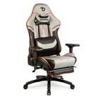 Kép 1/4 - Gamer szék párnával (szürle/fekete/piros, 84 x 52 / 48 x 50 cm)