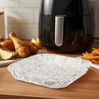 Kép 1/4 - Air fryer sütőpapír (olaj nélküli sütőhöz, mintás, négyzet, 23 cm, 50 db / csomag)