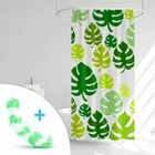 Kép 2/7 - Zuhanyfüggöny szett fürdőpamaccsal - 3 féle - kék, zöld mintás - 180 x 180 cm