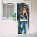 Kép 2/4 - Szúnyogháló függöny ajtóra - 4 db szalag - max. 100 x 220 cm - fekete