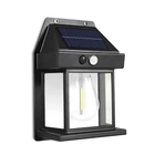 Kép 2/3 - Szolár mozgásérzékelős fali lámpa - 1 filament LED - fekete - 12 x 6 x 17 cm