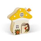 Kép 2/2 - Világító dekoráció - gomba ház sünivel - 15 x 16 x 5 cm - fából