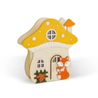 Kép 2/2 - Világító dekoráció - gomba ház rókával - 15 x 16 x 5 cm - fából