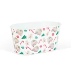 Kép 2/2 - Karácsonyi fém kosár - házikó mintás - 19 x 11,5 x 9,5 cm