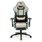 Kép 3/5 - Gamer szék párnával (szürle/fekete/kék, 84 x 52 / 48 x 50 cm)