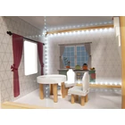 Kép 11/14 - MDF fábol készült babaház + bútor 78cm fekete LED