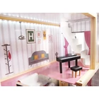 Kép 13/14 - MDF fábol készült babaház + bútor 78cm fekete LED