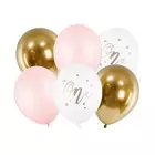 Kép 1/2 - Születésnapi pasztell lufi készlet 30 cm - fehér arany rózsaszín