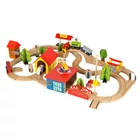 Kép 4/11 - Fa vonatkészlet mozdonnyal és városi vasúttal – 69 darabos