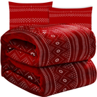 Kép 1/9 - Puha meleg takaró párnahuzattal piros színben, téli motívummal 1.6x2m