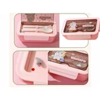 Kép 3/6 - 2 rekeszes ételhordó gyerekeknek evőeszközökkel, rózsaszín