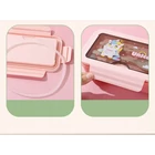 Kép 6/6 - 2 rekeszes ételhordó gyerekeknek evőeszközökkel, rózsaszín