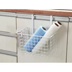 Kép 6/9 - Akasztható háztartási fém szervező kosár, fehér