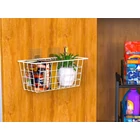 Kép 12/12 - Akasztós fém tárolókosár, 29x12.5x12 cm, fehér