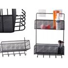 Kép 4/10 - Kétszintes háztartási szervező akasztókkal, fekete