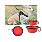 Kép 2/10 - Összecsukható utazótál kutyáknak, piros, 800 ml