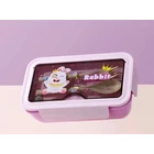 Kép 6/9 - Ebéddoboz 2 rekesszel és evőeszközökkel, lila