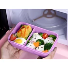 Kép 7/9 - Ebéddoboz 2 rekesszel és evőeszközökkel, lila