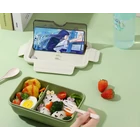 Kép 8/9 - Ebéddoboz 2 rekesszel és evőeszközökkel, zöld