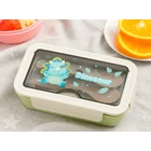 Kép 3/9 - Ebéddoboz 2 rekesszel és evőeszközökkel, zöld