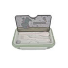 Kép 2/11 - Étkeződoboz vizespalackkal és evőeszközökkel gyerekeknek, zöld